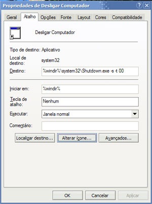 Criar atalho para desligar ou reiniciar o computador