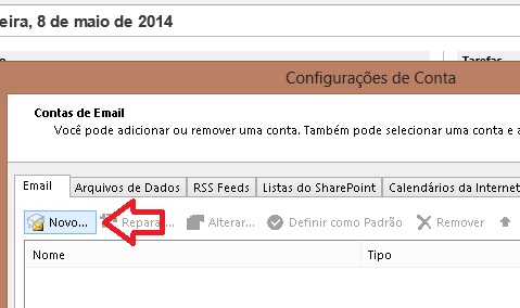 Botão Novo - Microsoft Outlook