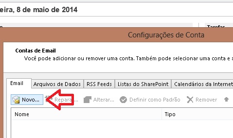 Botão Novo - Microsoft Outlook