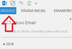 Menú arquivo - Microsoft Outlook