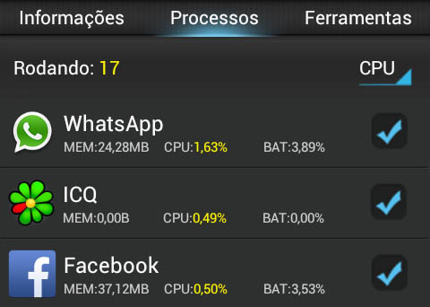 ICQ vs WhatsApp - Bateria e CPU