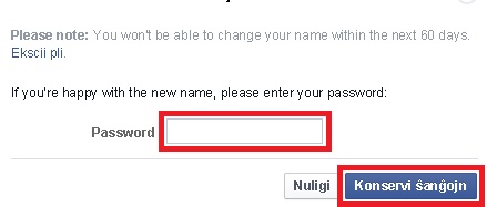 Alteração do nome de perfil do Facebook