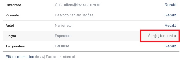 Alterar idioma do Facebook