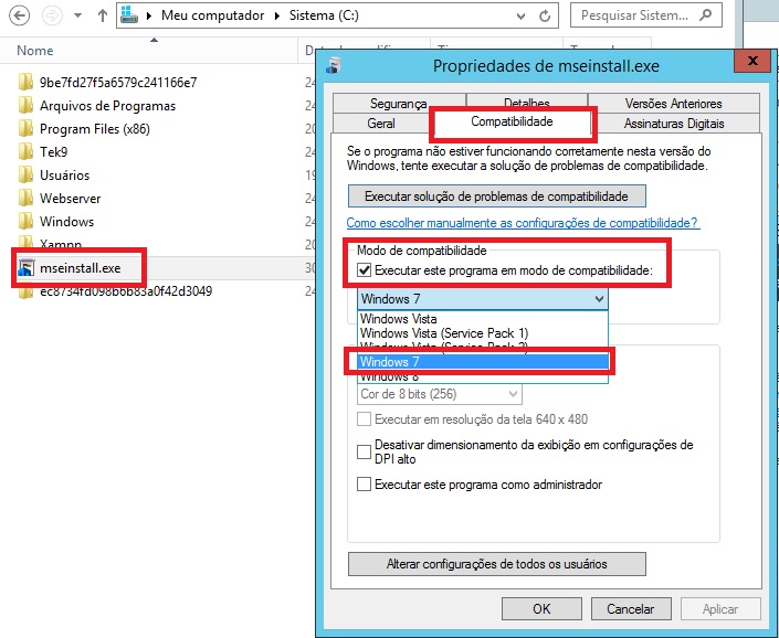 Compatibilidade Microsoft Security Essentials